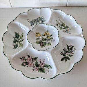 Royal Worcester Fine Porcelain Serving Platter Divider Green Trim 13.5"X1.5"